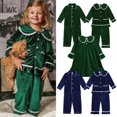 thumbnail image 2 of Conjunto de pijamas navideños de terciopelo para bebés y niñas, Tops y pantalones con botones de manga larga, ropa de dormir para niños, conjunto de ropa de descanso, 2 of 4