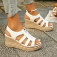 thumbnail image 5 of Wowcloth Women's Straw Woven Platform Sandals – Comfortable One-Strap Slip-On with Wedge Heel for Retro Casual Style, 5 of 9