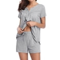 thumbnail image 6 of Hibeli Womens Summer Pajama Sets 2 Piece Cozy Short Sleeve Lounge Soft Sleepwear Set, 6 of 7