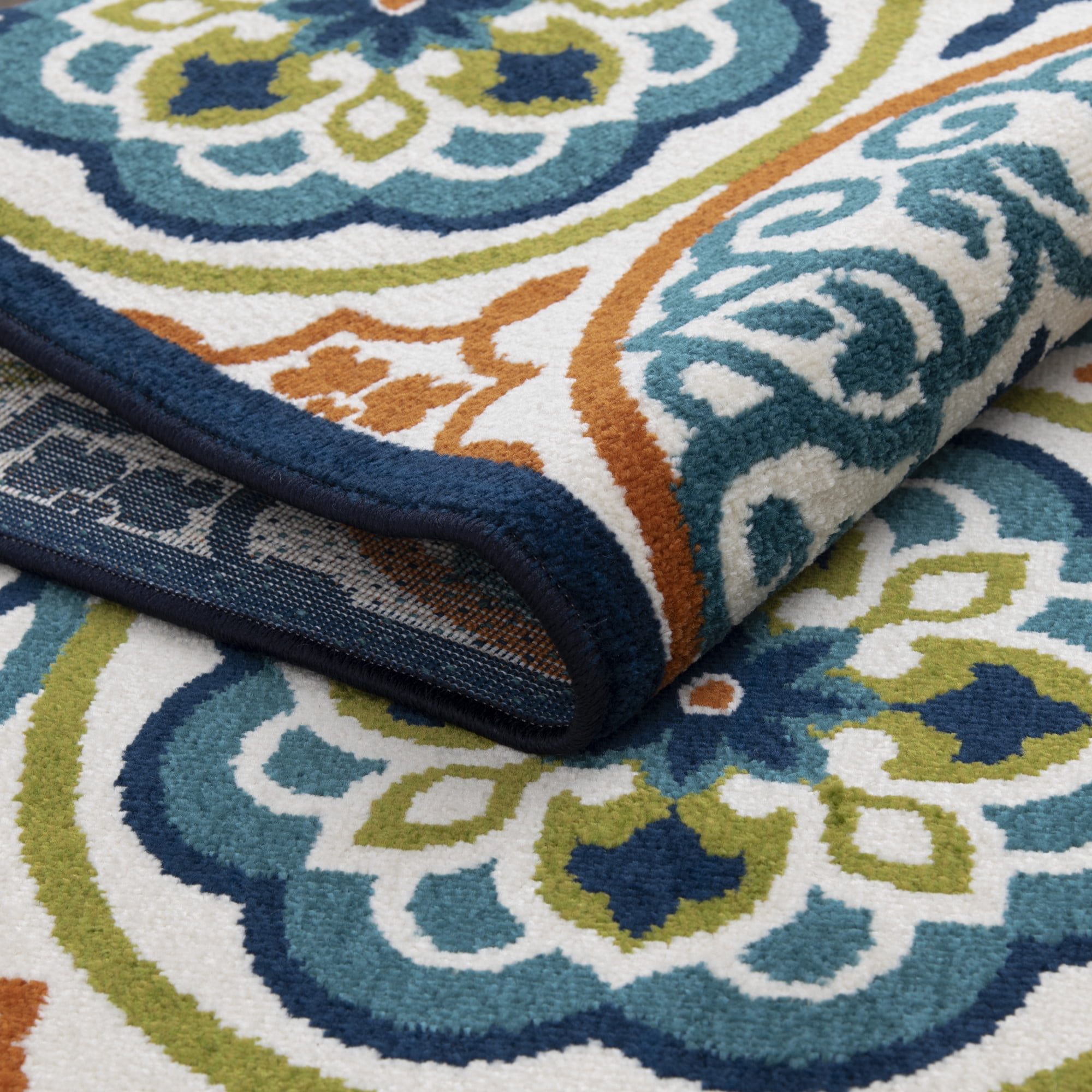 Loomaknoti Terrace Tropic Nerleno 9' x 12' Geometric Indoor/Outdoor Area Rug , Blue/Orange