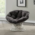 thumbnail image 3 of Papasan Chair with Gray Round Fabric Pillow Cushion and Cream Wicker Weave, 3 of 7