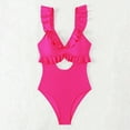 thumbnail image 6 of WAYUTE Womens One Piece Swimsuits Swimsuit for Ruffle Bathing Suit V Neck Ruched Swim Suit Cutout Swimwear, 6 of 7