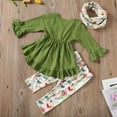 thumbnail image 3 of DcoolMoogl Toddler Kids Baby Girls Clothes Outfits Spring Fall Long Sleeve Ruffles Tops Dress+Floral Pants 3Pcs Set 18-24 Months, 3 of 7