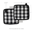 thumbnail image 2 of VHC Brands Cotton Pot Holder Set of 2, Heat Resistant, Kitchen Potholders, Annie Buffalo Check Collection, Square 8x8, Country Black, 2 of 3