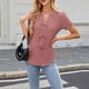 thumbnail image 4 of Tops de Color Sólido para Mujeres Manga Corta V-Cuello Correa Suéter Casual Top 95% Poliéster 5% Spandex, Nueva Blusa de Moda para el Uso Diario, 4 of 8