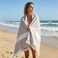 thumbnail image 6 of Yhmxh Turkish Beach Towel, Boho Oversized Striped Beach Towel with Tassel, Quick Dry Sand Resistant Beach Blanket, Lightweight Absorbent Pool Towel for Swimming, Travel, Camping, Yoga, Picnic, 6 of 6