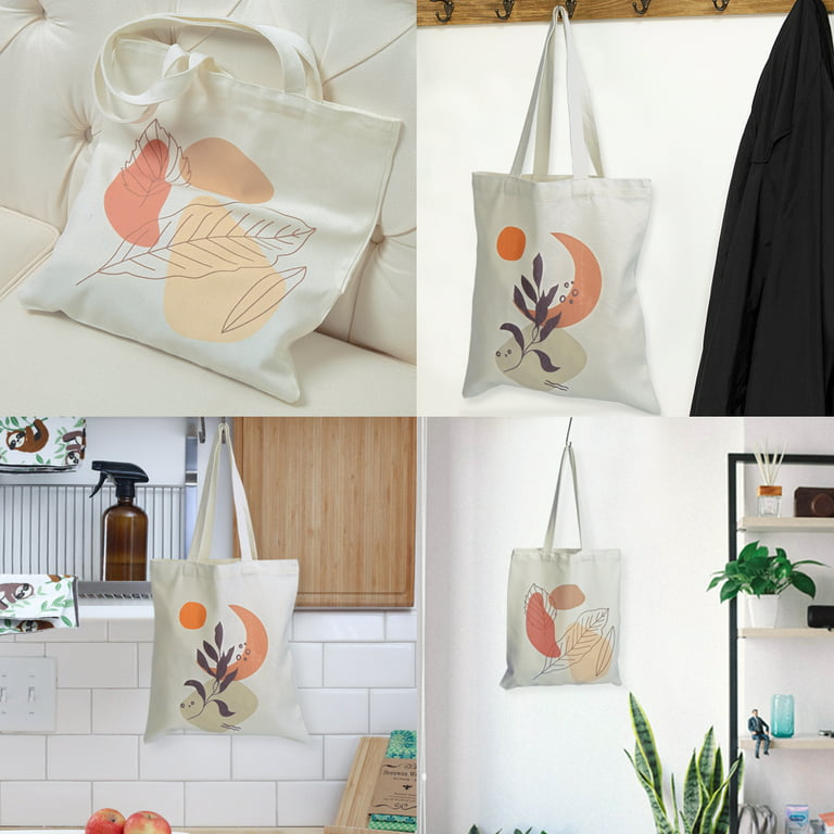 2pcs Canvas Tote Bag for Women Aesthetic Tote Bag Reusable Flower Tote Bag with Handles for Shopping School Supplies