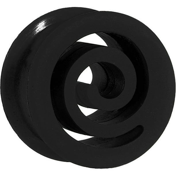Body Candy Black Silicone Flexible Flat Spiral Double Flare Plug (1