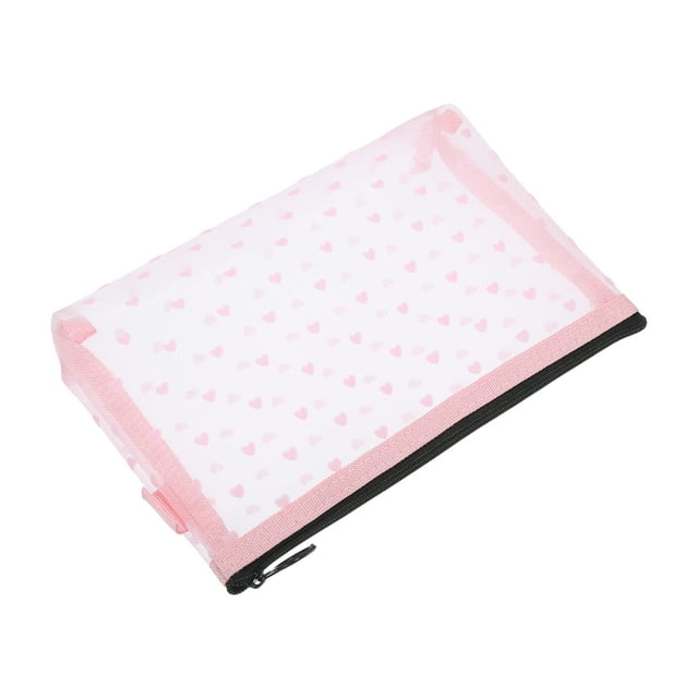 1 Pc Bolsa de Cosméticos Portátil para Mujeres para Vacaciones, Viajes de Negocios, Gimnasio, Malla de Nylon Rosa-L