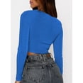 thumbnail image 4 of Roaso Women's Sexy Twist Front Crop Top Slim Fit Long Sleeve V-neck Tops, 4 of 6