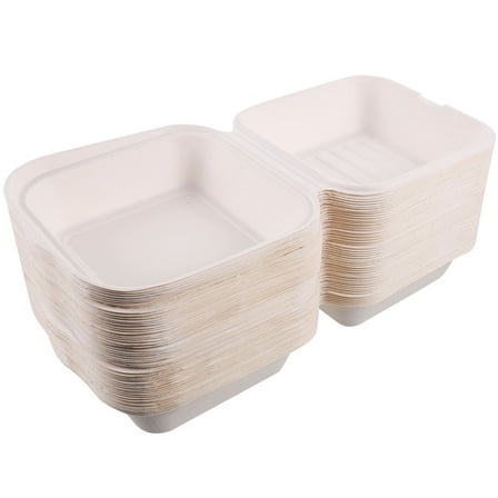 FENGGUIQU 50Pcs White Sandwich Storage Boxes Paper Pulp Material Food Wrapping Containers