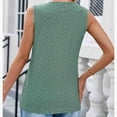 thumbnail image 6 of Scyoekwg Tank Tops Women V-Neck Eyelet Shirts Trendy Ladies Tops Summer Solid Color Sleeveless Tops Loose Casual Blouses Tshirt (Green,L), 6 of 8