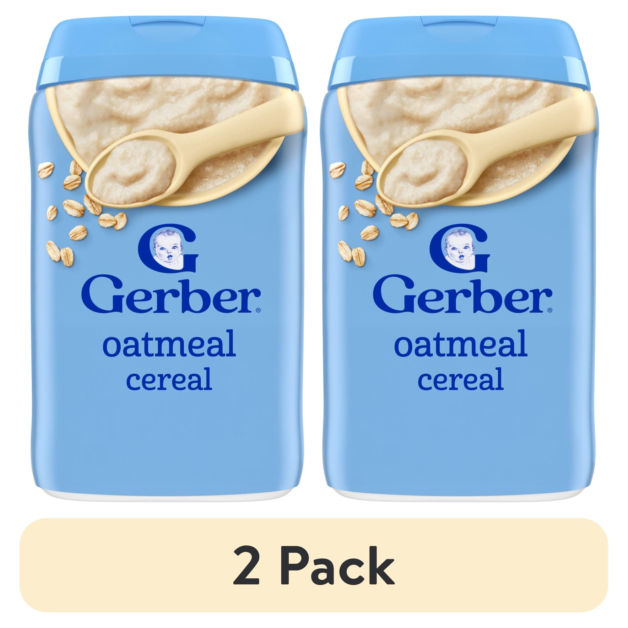 (2 pack) Gerber Stage 1 Baby Food, Baby Oatmeal Cereal, 8g Whole Grains, Infant Cereal 8 oz