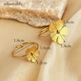 thumbnail image 5 of Vintage Stainless Steel Open Ring, 18K Gold-Plated Flower Design, Heart Shape, Unisex, 5 of 6