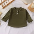 thumbnail image 3 of QIbmong Ribbed Knit Tops for Infants Toddler Girls Boys Crew Neck Cuffed Long Sleeve Kids Casual Fall Winter Loungewear Going out School Shirts(9-10 Years,Army Green), 3 of 9