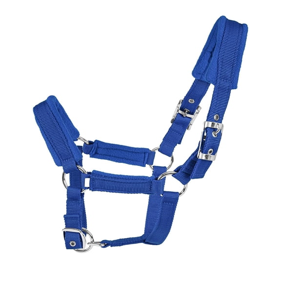 Adjustable Horse Halter with Polar Fleece Lined, Rope Halters, Equestrian Horse , Prevents Rubs, Adjustable Fit,Great for Trailering (Blue,large size)