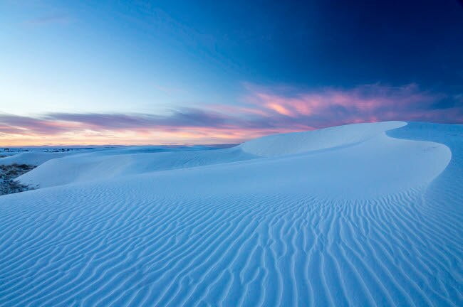 USA, New Mexico, White Sands National Park. Sand dunes at sunrise