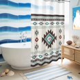 thumbnail image 5 of No Hook Shower Curtain, Southwest Ethnic Shower Curtains for Bathroom with See Through Top Window, Boho Aztec Tribal Abstract Aesthetic Waterproof & Washable Bath Curtain Narrow 54"x78", 5 of 9