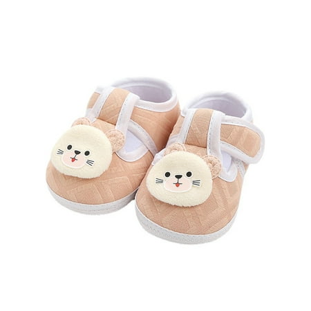 

Woobling Newborn Cotton Sneakers Cartoon Crib Shoe Soft Sole Shoes Casual Moccasins Comfort Walking Flats First Walker Non-slip Khaki 18-24 months