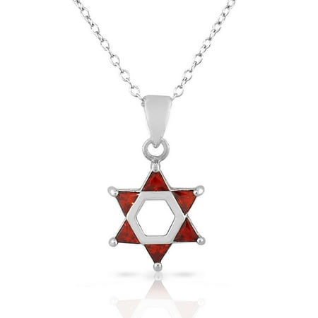 Love Star Of David Pendant - 925 Sterling Silver Jewish Star of David Multicolor CZ Womens Girls Pendant Necklace