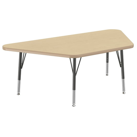 30in x 60in Trapezoid Premium Thermo-Fused Adjustable Activity Table Maple/Maple/Black - Toddler Swivel