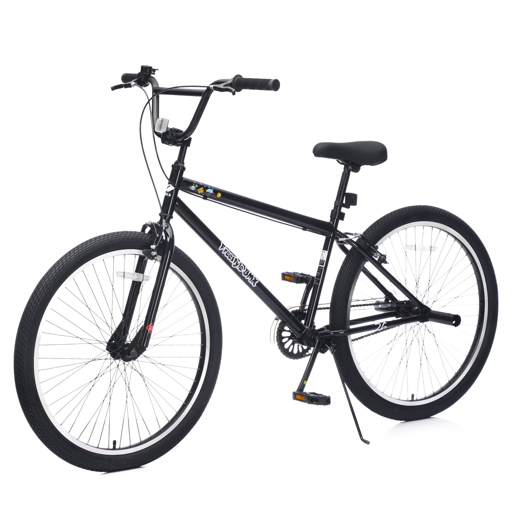 Baprem 26" Freestyle Bike with 2 Pegs, Comfort Steel Frame BMX Mountain Bike, Single Speed City Bike Bicycle with Dual Brake, Black