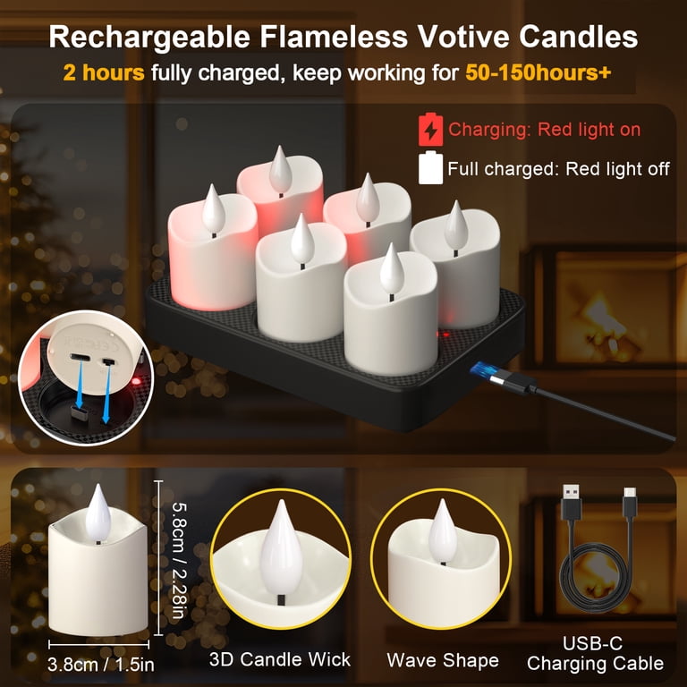 PChero 6-Piece Rechargeable LED Votive Candles with Remote photo 2