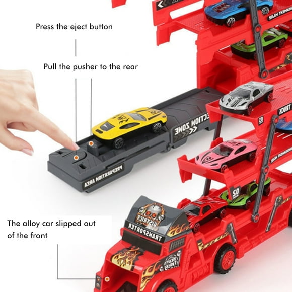 Car Transporter Truck Toys Three Layer Folding Vehicles Set Mega Hauler Truck Car Transporter Truck Toys Mega Hauler Truck With 6 Mini Cars Three Layer Folding Vehicles Set For