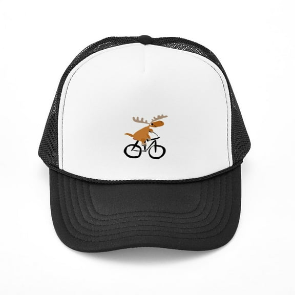 CafePress - Moose Riding Bicycle - Adjustable Unisex Printed Trucker Hat with Mesh Back