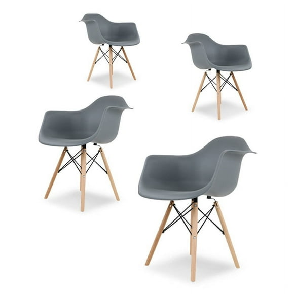Sillas para Comedor Mirel Ergonomicas Vessel Minimalista Set 4 Piezas Gris