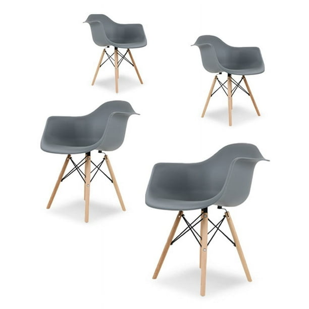 Sillas para Comedor Mirel Ergonomicas Vessel Minimalista Set 4 Piezas Gris