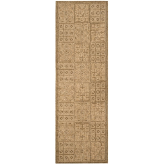 Safavieh Courtyard Alex Geometric Indoor/Outdoor Runner Rug, Gold/Natural, 2'7" x 8'2"