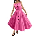 thumbnail image 1 of Robe d'Été Décontractée pour Filles, Bretelles Spaghetti, Robe Tournante, Rose Vif, 10 Ans-11 Ans, 1 of 7