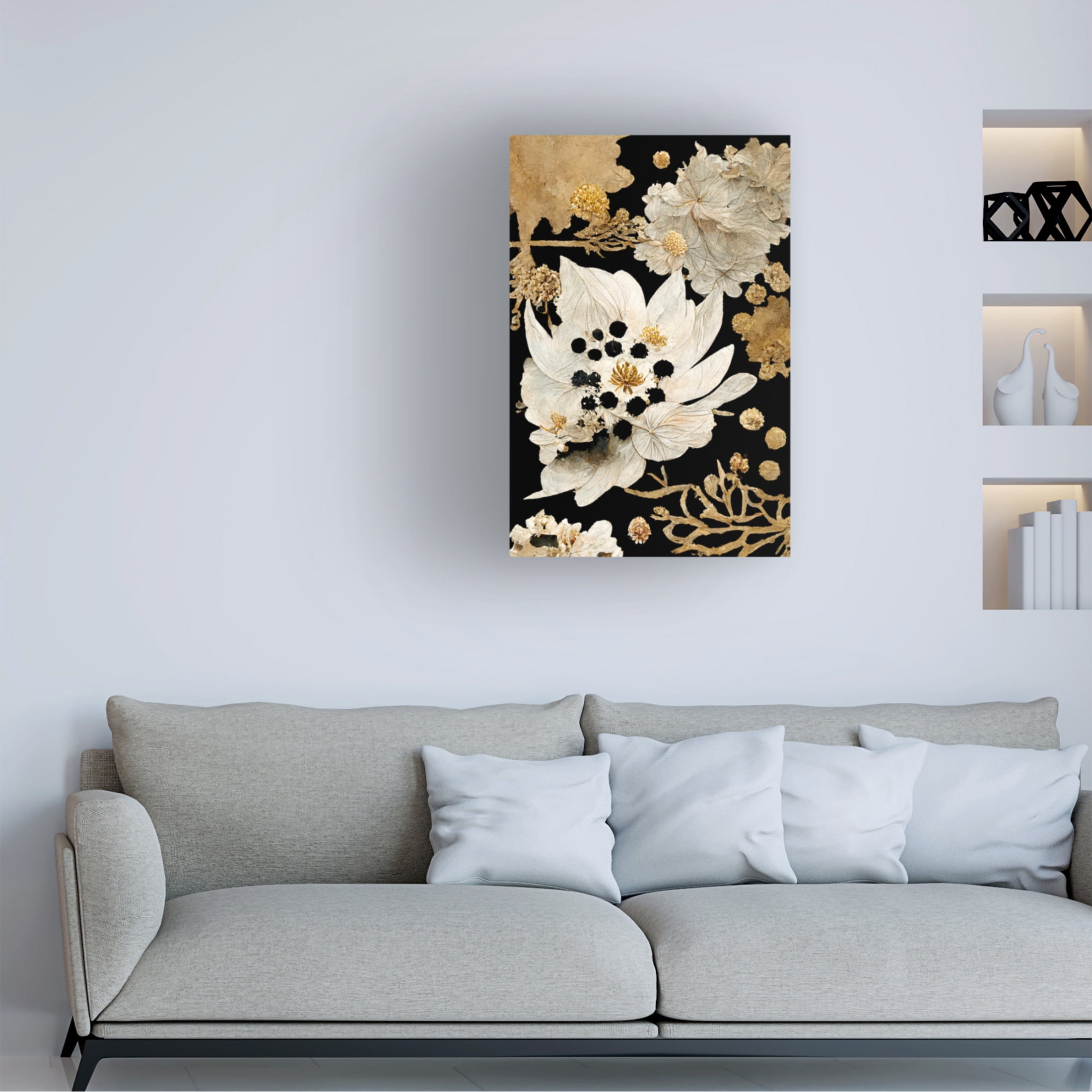 Canvas Wall Art - Treechild 'Beige Dry Flowers' Wall Art for Living Room, Bedroom, or Office D?cor by Trademark Fine Art - 22 x 32 Inches