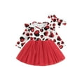 thumbnail image 1 of Bagilaanoe Toddler Baby Girl Valentine's Day Dress Heart Print Ruffle Long Sleeve A-line Princess Dresses + Headband 6M 9M 12M 18M 24M 3T Kid Patchwork Tulle Skirt, 1 of 7
