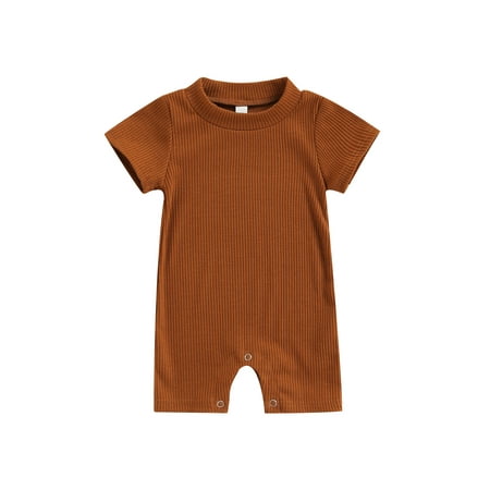 

IZhansean Summer Cute Baby Girls Boys Romper Clothing Knit Solid Short Sleeve Button Jumpsuit