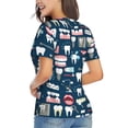 thumbnail image 4 of Zufioo Dental Print Women's Classic V-neck T-shirt, V-neck Short-sleeved Tops Home Wear, Suitable for Daily Life, Work, Outdoors-Medium, 4 of 8