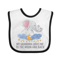 Inktastic My Grandma Loves Me to the Moon and Back Elephants in Clouds Boys or Girls Baby Bib