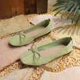 thumbnail image 5 of Abomasnow Womens Flock Bow Decor Square Toe Slip‑On Ballet Flat Shoes Casual Lightweight Going Out Shoes, 5 of 9