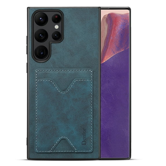 PU Leather Case for Samsung Galaxy S23 Ultra with Card Slot Holder Magnetic Phone Case, Ultra Slim Thin Fit Kikcstand Bracket Soft Silicone Shockproof Protective Cover for Samsung S23 Ultra,Blue