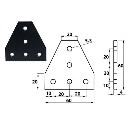 

5 Hole Joint Plate Corner Angle Plate Support Connection Strip for3030 4040 2020