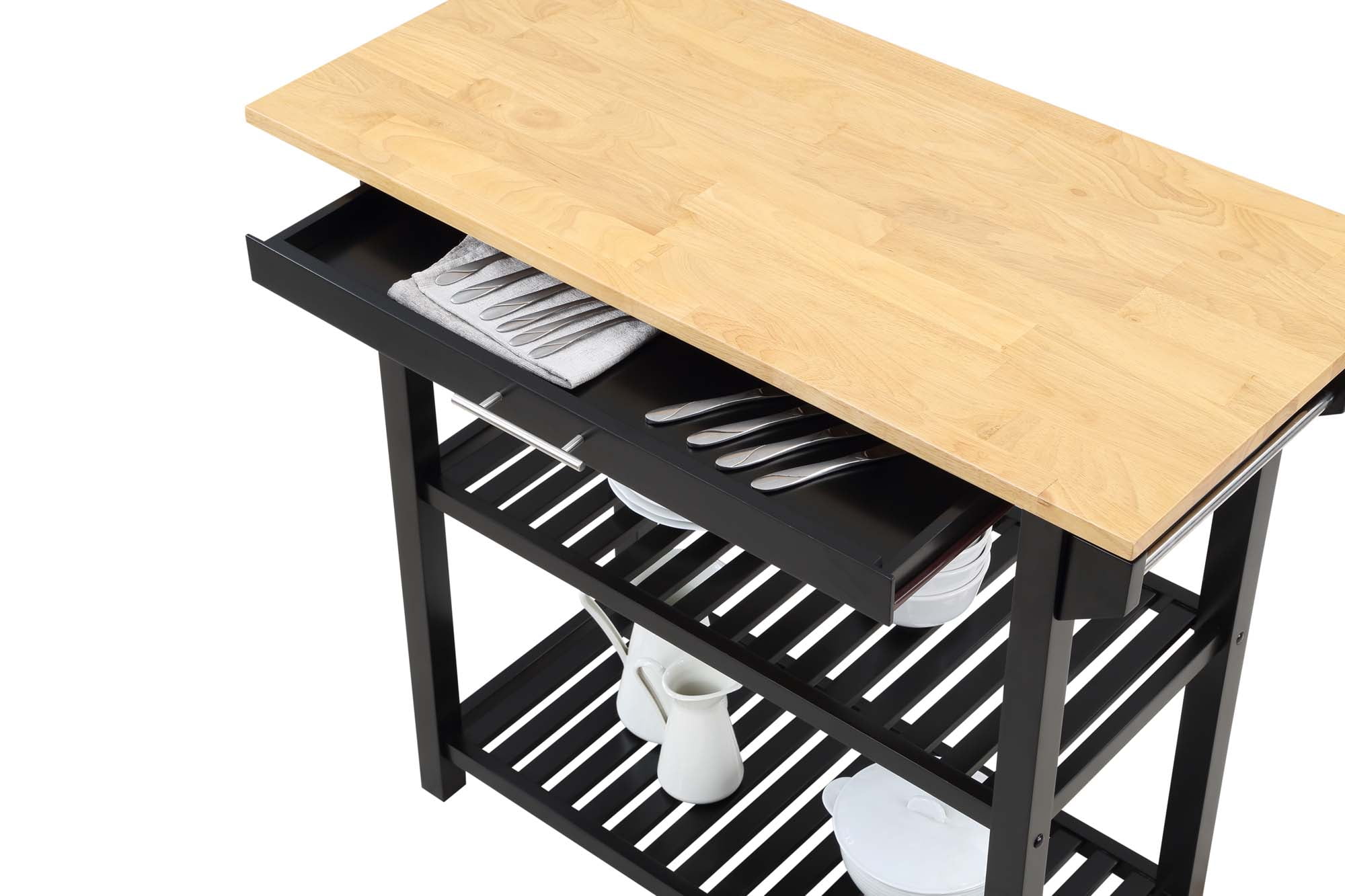 Convenience Concepts Designs2Go 3 Tier Butcher Block Kitchen Prep Island with Drawer, Multiple Finishes