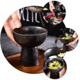 WHAMVOX Japanese Style Black Ceramic Ice Cream Bowls Tall Dessert Cups ...