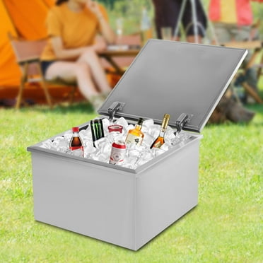Drop in Ice Chest 50L/52.8Qt Stainless Steel Ice Cooler Juice Ice Bin Stainless with Cover