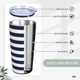 thumbnail image 6 of Kll Navy Blue And White Stripes Stainless Stainless Steel Vacuum Insulated Coffee Cup 20 Oz Lids And Straws,1 Metal Straws,1 Cleaning Brush, 6 of 9