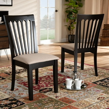 Baxton Studio Minette Modern and Contemporary Sand Fabric Upholstered Espresso Brown Finished 2-Piece Wood Dining Chair Set Set