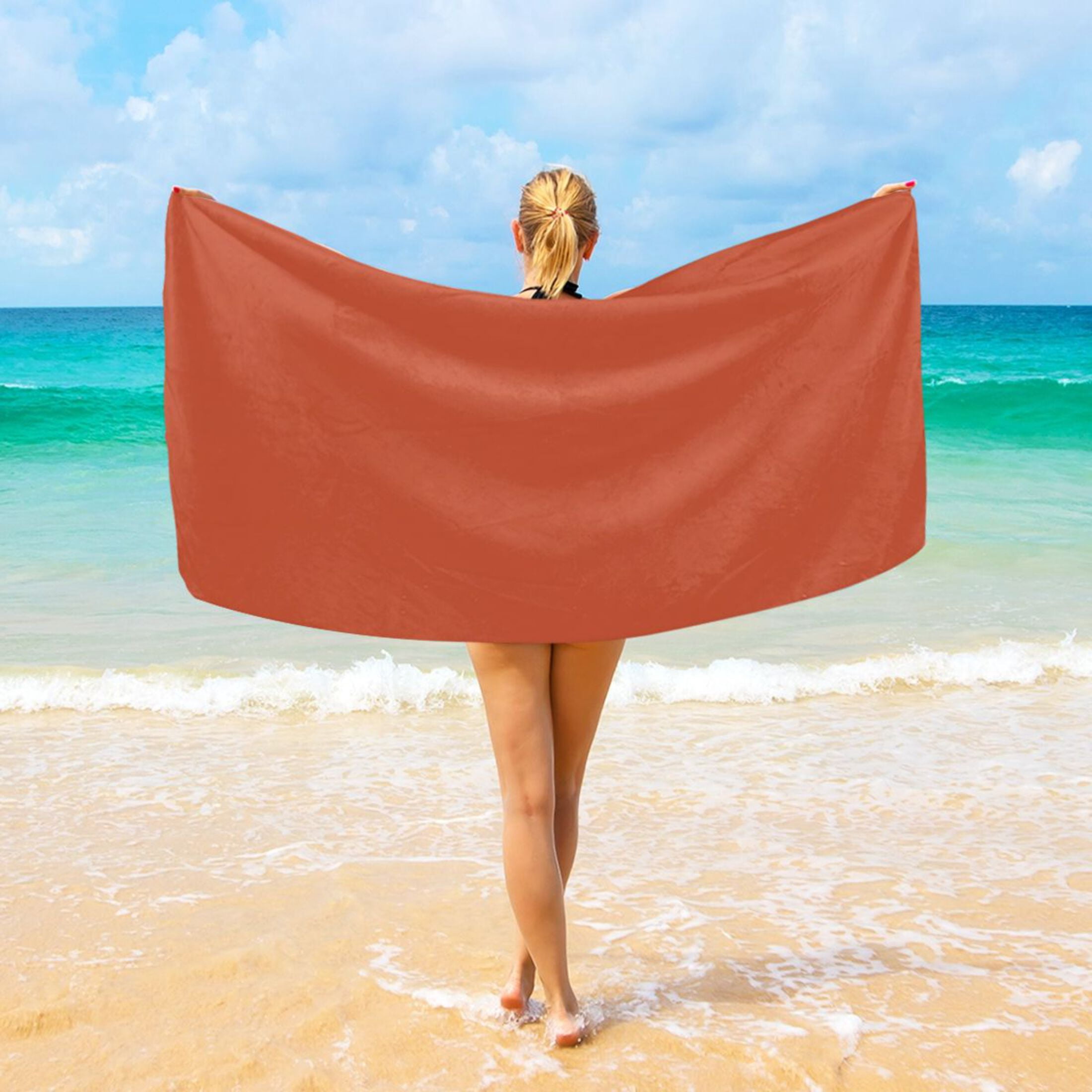 Oversized Beach Towel Extra Large Absorbent Microfiber Bath Towels Soft Quick Drying Rust Red 74"x37"