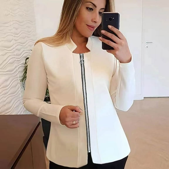 Dealovy Women Zip up Jackets Casual Lightweight Cardigan Long Sleeve Blazer Plus Size Sweatshirt
