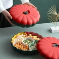 thumbnail image 1 of Caja de dulces con forma de calabaza y tapa | Organizador de aperitivos de varios niveles para frutas secas y golosinas, 1 of 6