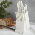 thumbnail image 3 of Basic Essentials 12 Piece Stainless Steel Kitchen Knife Set with Wood Block, White, 3 of 13